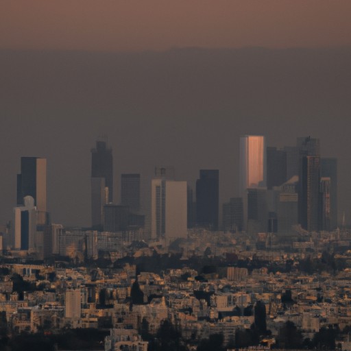 A breath-taking panoramic view of Tel Aviv's skyline at dusk.