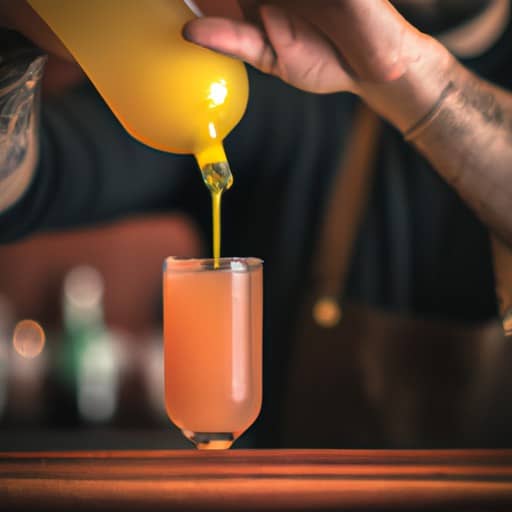 3. A photo of a bartender expertly mixing a Mimosa cocktail.
