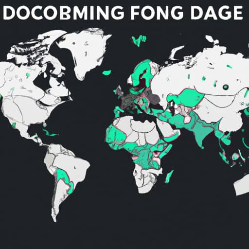 A world map highlighting the countries with the highest Doegcoin usage.